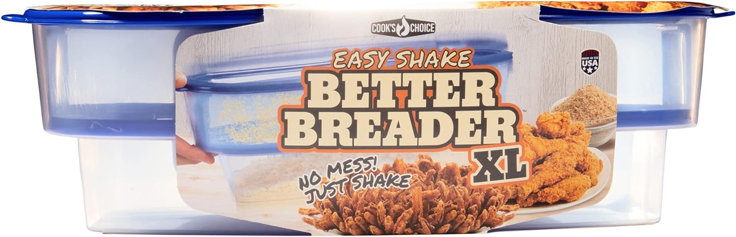 Cook's Choice XL Original Better Breader Batter Bowl- All-in-One Mess Free Breading Station Tool- Great for Parties - Pour in Seasoning, Add Meat or Vegetables of Choice, & Just Shake- Made in the USA
