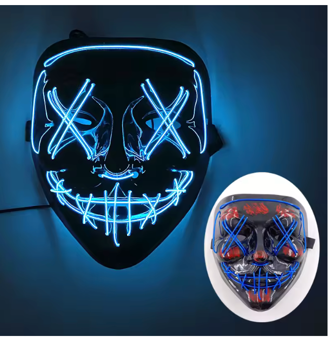 Wireless Halloween Neon LED Purge Mask Masque Masquerade Party Masks Light Grow in the Dark Horror Mask Glowing Masker