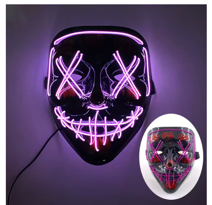 Wireless Halloween Neon LED Purge Mask Masque Masquerade Party Masks Light Grow in the Dark Horror Mask Glowing Masker