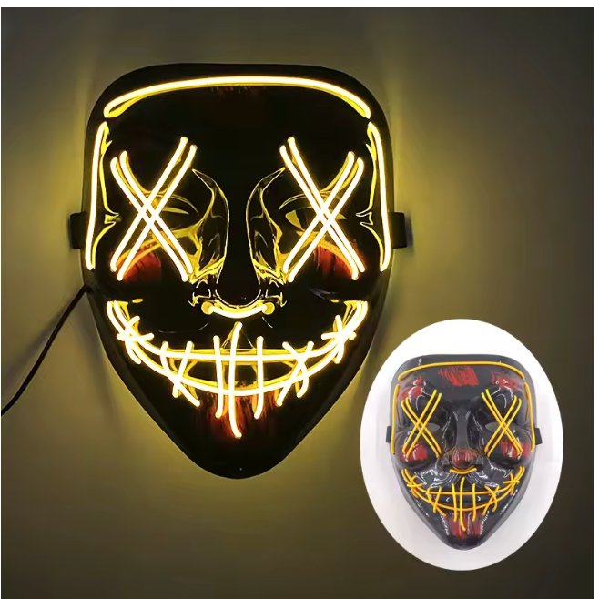 Wireless Halloween Neon LED Purge Mask Masque Masquerade Party Masks Light Grow in the Dark Horror Mask Glowing Masker