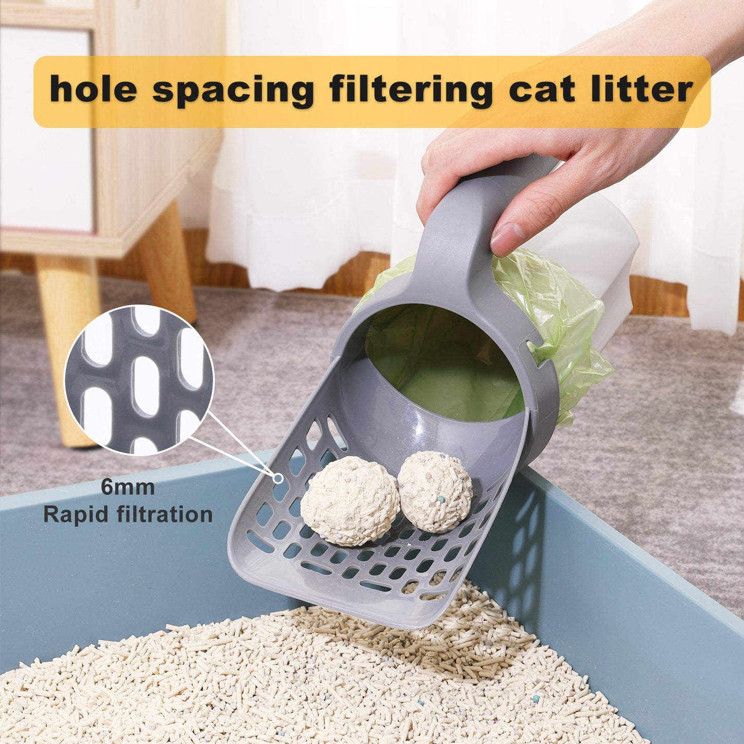 Cat litter scooper with Holder - built-in trash