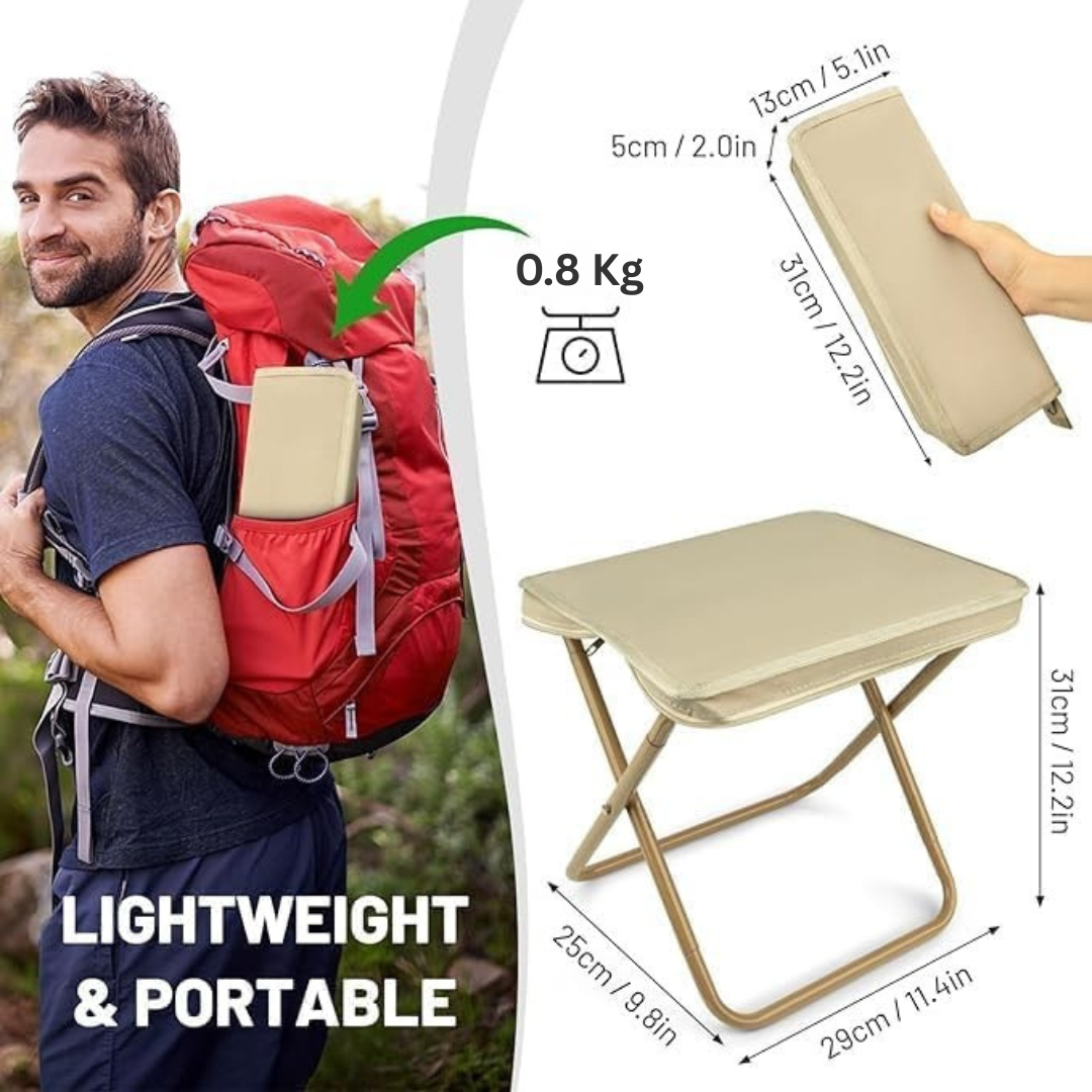 Shoulder Stool – Lightweight, waterproof, foldable travel stool with built-in carrying bag