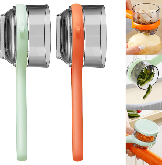 2PCS Peeling Knife with Storage Box, Peeling Knife with Container Box, Fruit And Vegetable Peeler With Container, Double-Sided Stainless Steel Multi-Function Peeler for Home Kitchen