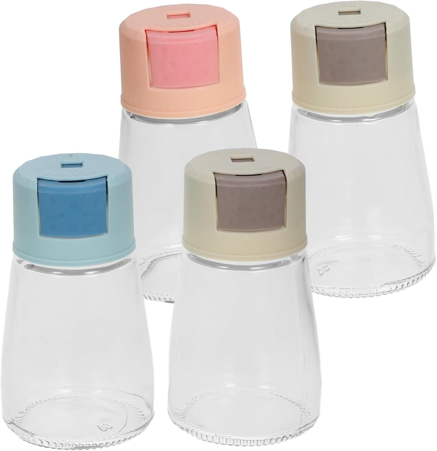 4pcs Press-type Seasoning Dispenser Jar Transparent Measuring Spice Containers for Kitchen Spice Metering Bottles for Healthy Cooking