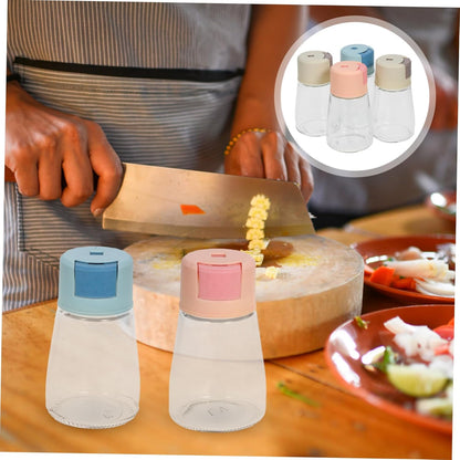 4pcs Press-type Seasoning Dispenser Jar Transparent Measuring Spice Containers for Kitchen Spice Metering Bottles for Healthy Cooking