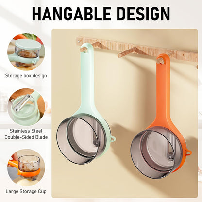2PCS Peeling Knife with Storage Box, Peeling Knife with Container Box, Fruit And Vegetable Peeler With Container, Double-Sided Stainless Steel Multi-Function Peeler for Home Kitchen