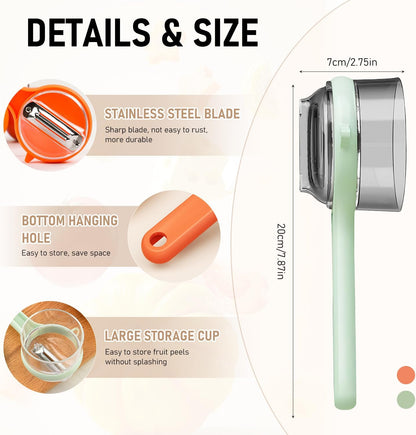 2PCS Peeling Knife with Storage Box, Peeling Knife with Container Box, Fruit And Vegetable Peeler With Container, Double-Sided Stainless Steel Multi-Function Peeler for Home Kitchen