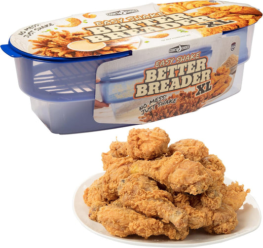Cook's Choice XL Original Better Breader Batter Bowl- All-in-One Mess Free Breading Station Tool- Great for Parties - Pour in Seasoning, Add Meat or Vegetables of Choice, & Just Shake- Made in the USA
