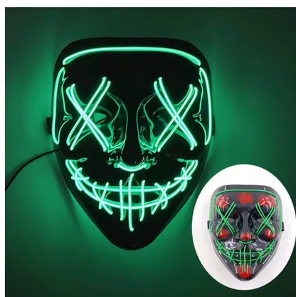 Wireless Halloween Neon LED Purge Mask Masque Masquerade Party Masks Light Grow in the Dark Horror Mask Glowing Masker