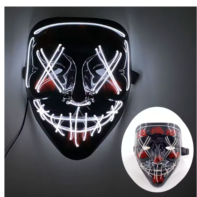 Wireless Halloween Neon LED Purge Mask Masque Masquerade Party Masks Light Grow in the Dark Horror Mask Glowing Masker