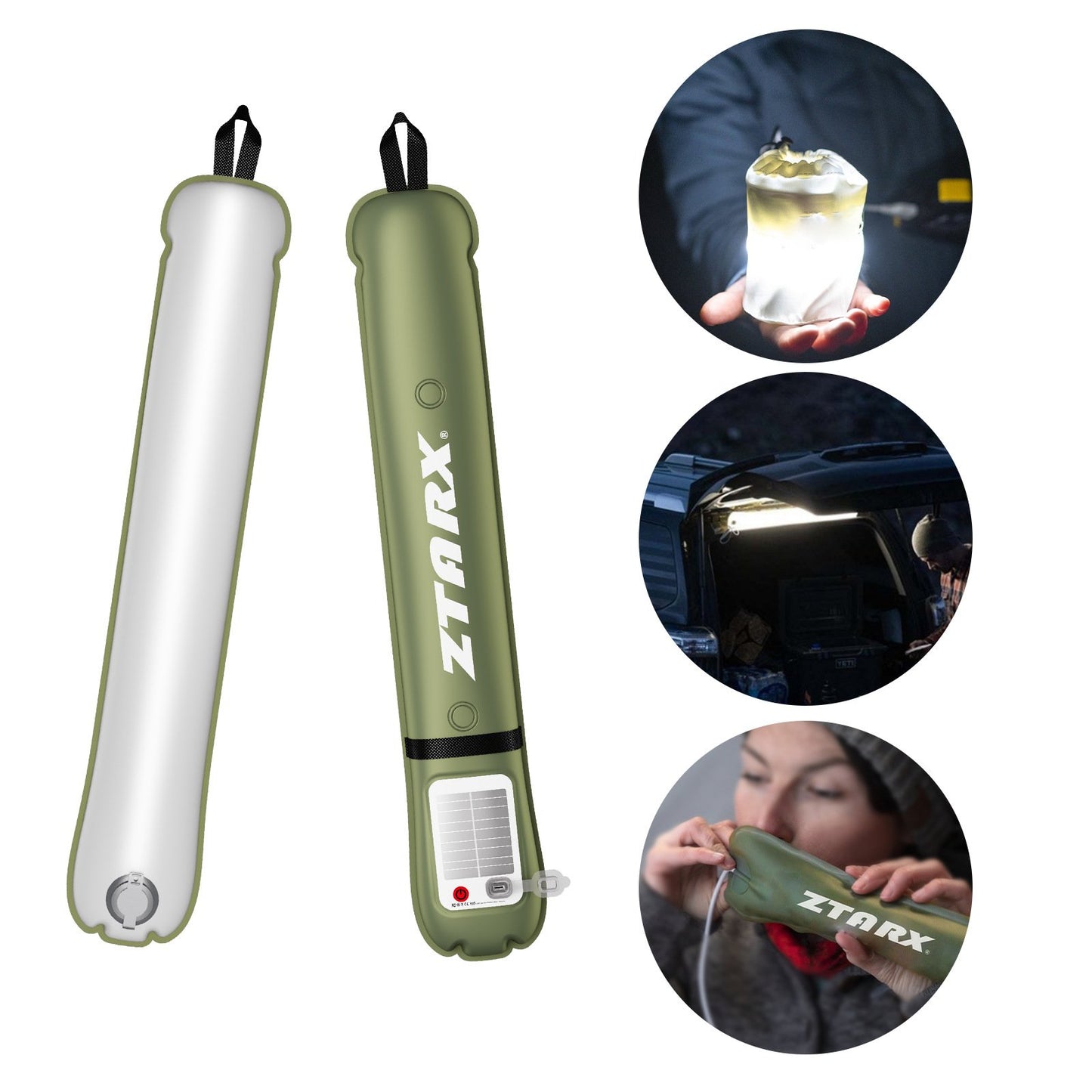 Outdoor Solar Foldable Inflatable Camping Lantern-LED Light Tube