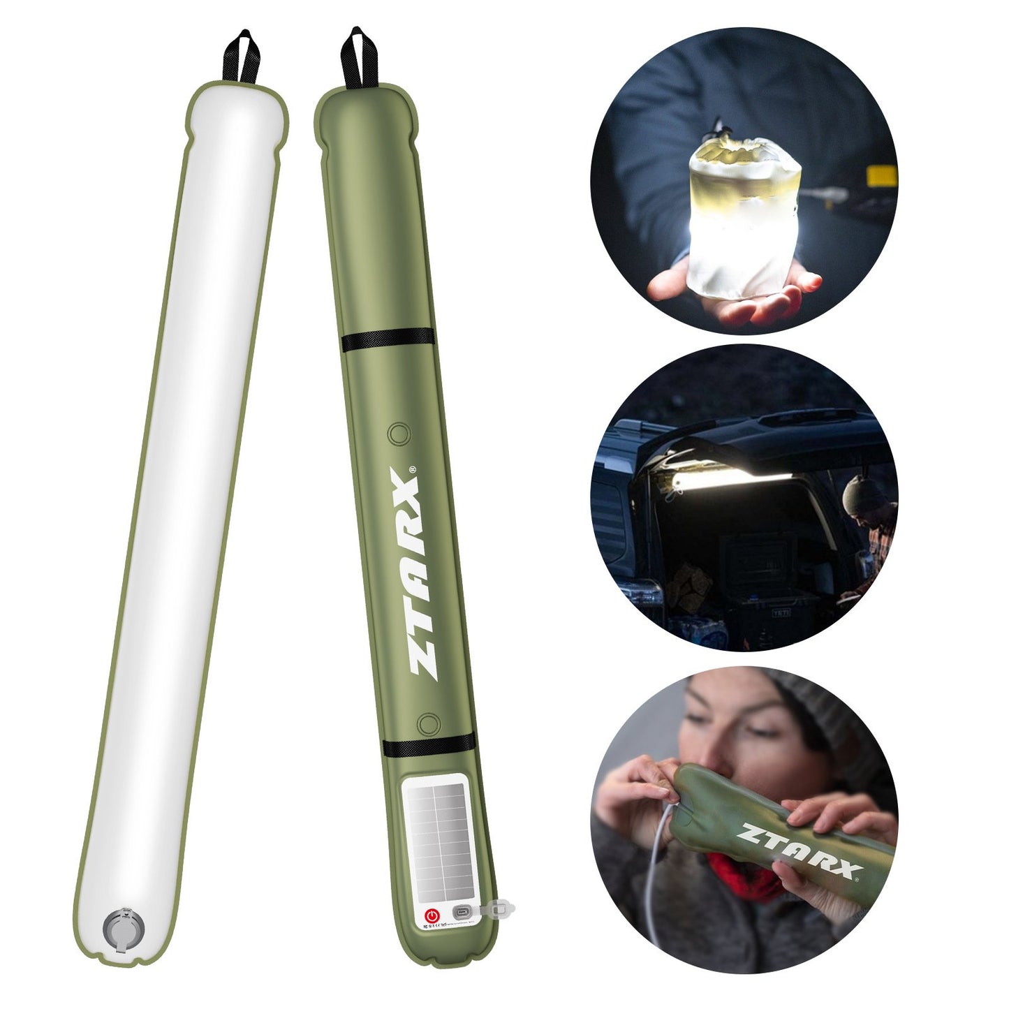 Outdoor Solar Foldable Inflatable Camping Lantern-LED Light Tube